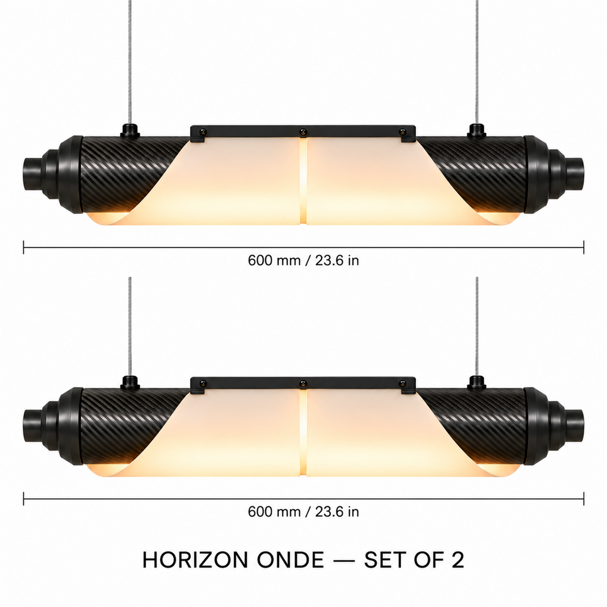 HORIZON ONDE — 600 mm — lot de 2 — suspension linéaire en carbone