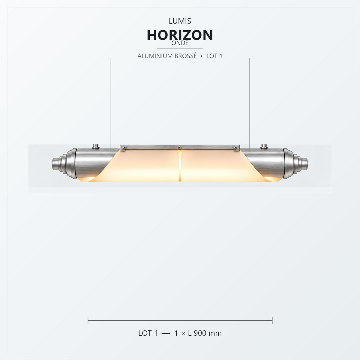 HORIZON Onde 900 mm, aluminium brossé