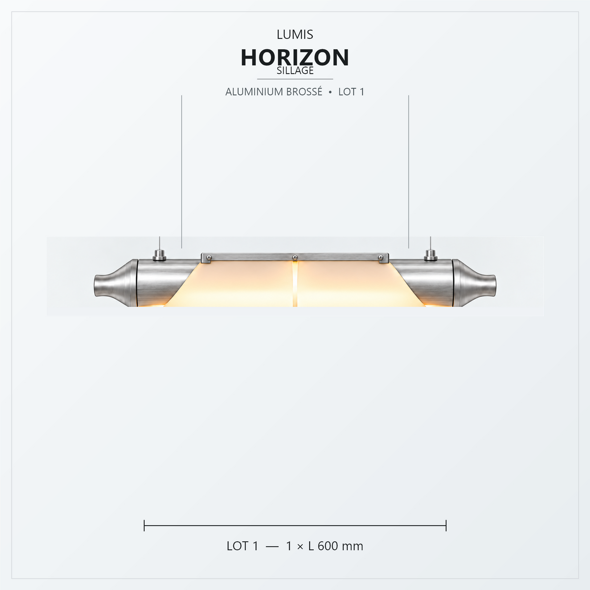 HORIZON Sillage 600 mm, aluminium brossé