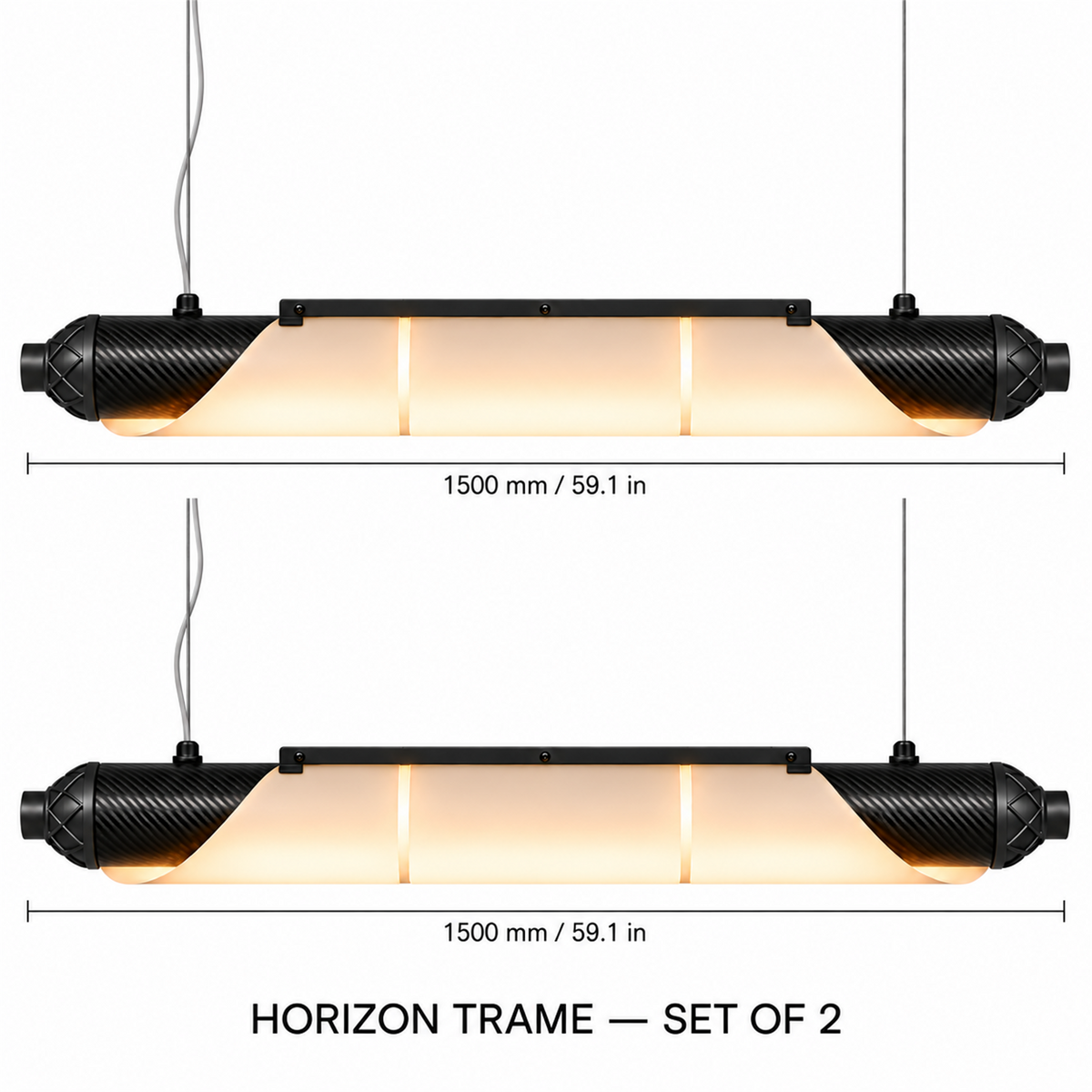 HORIZON TRAME — 1500 mm — lot de 2 — suspension linéaire en carbone