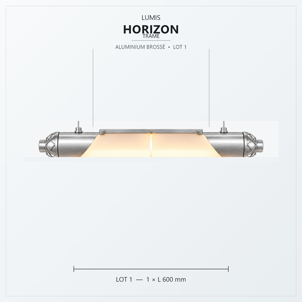 HORIZON Trame 600 mm, aluminium brossé