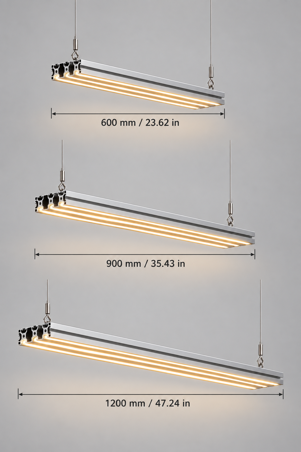 Three lines of light per lamp.